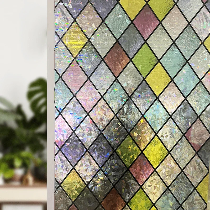 Glass Window Sticker 3D Rainbow Prism Films Decorative Stained Windows Privacy Film Adhesive Static Clings Stickers Home Decor