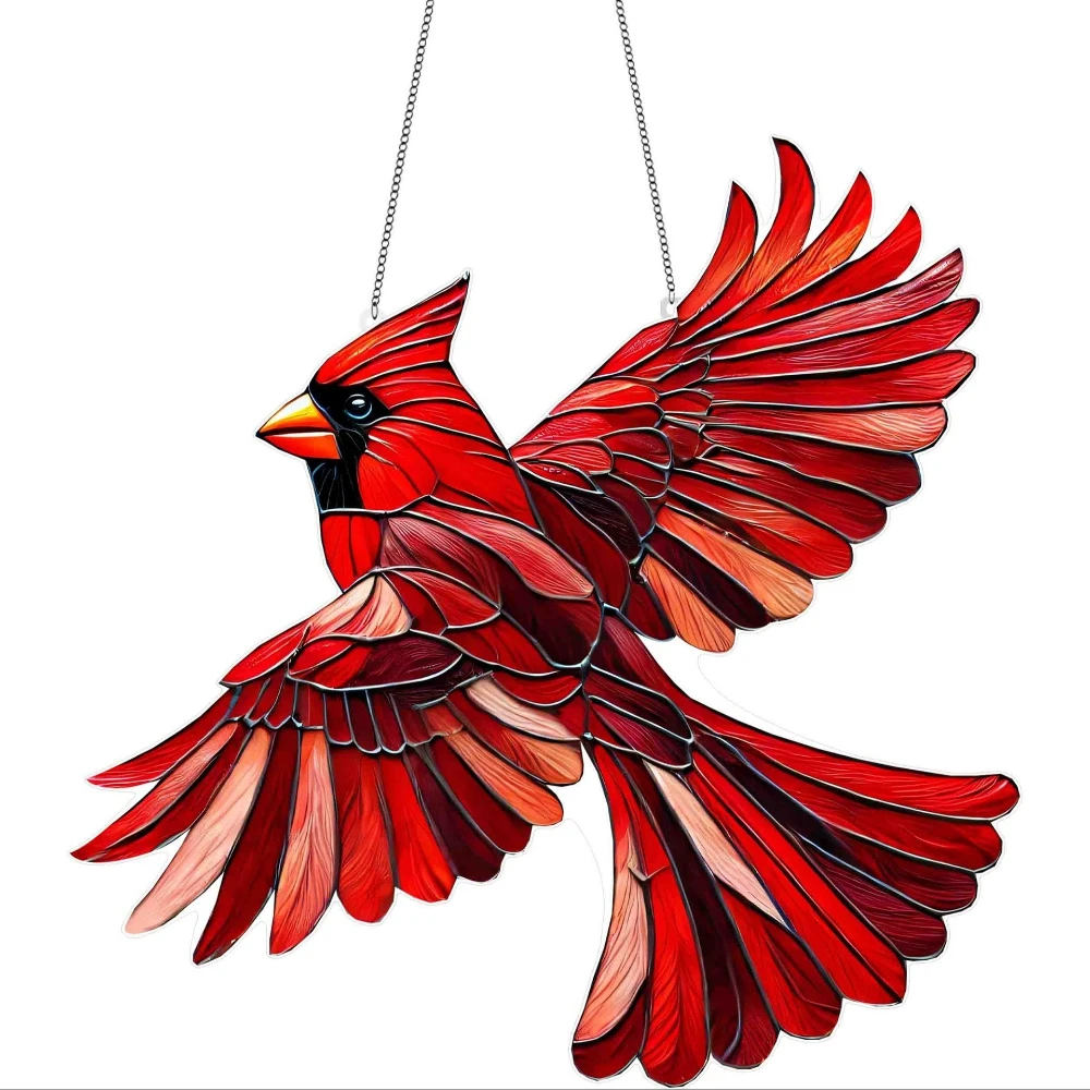 20X20X0.2cm Mythical Fire Phoenix & Turtle Sun Catcher Glass Painted Acrylic window Hanging decoration porch pendant decoration
