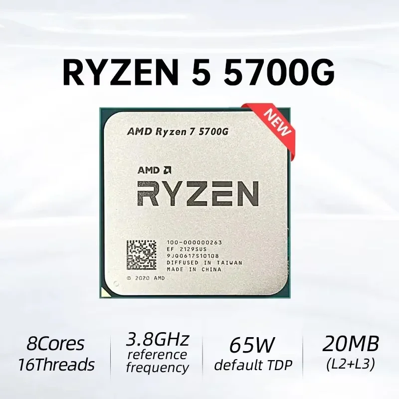 AMD Ryzen 7 5700G 4.6GHz 8코어 16스레드 AMD R7 5700G CPU 16MB L3 캐시 소켓 AM4 프로세서 100% 새제품 (포장 없음)