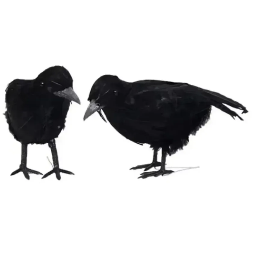 3pcs/set Halloween Black Crow Fakes Bird Toys Feather Animal Festival Decoration Props Party Supplies Garden Statues Sculptures