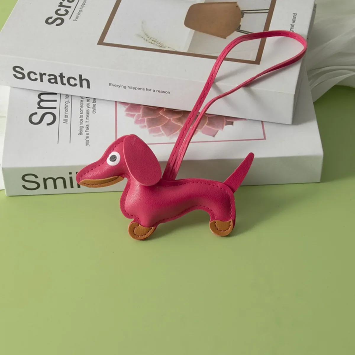 Dachshund Keychain Leather Charm - Detail Shot 7