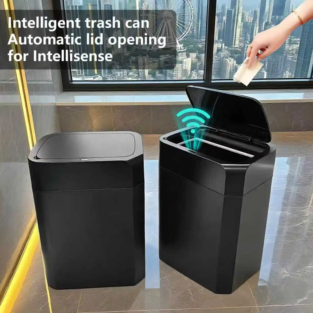 TOKA 2Pack Smart Sensor Trash Can with Lid Suitable for Bathroom Kitchen Bedroom Office Living Room