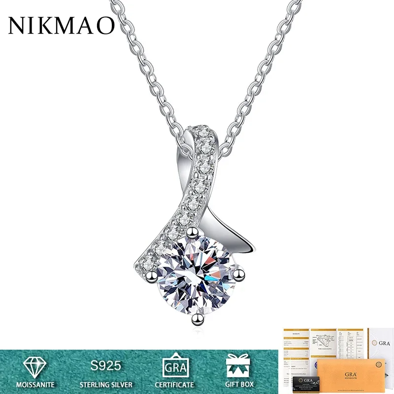 

1CT Moissanite Pendant Necklaces Fine Jewelry S925 Sterling Silver Diamond Necklace For Women Girl Birthday Valentine's Day Gift