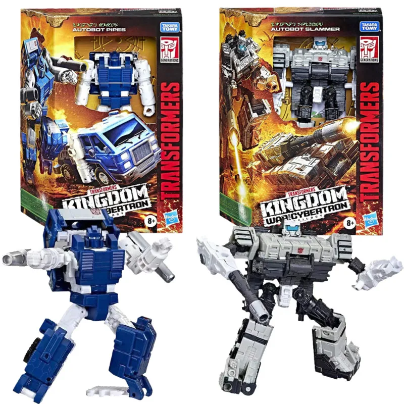 

Hasbro Transformer Toys Generations War for Cybertron Kingdom Deluxe Class Autobot Slammer Pipes Action Figure Model Toy