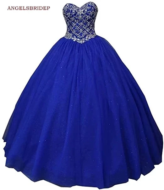 

ANGELSBRIDEP бальное платье с сердечком, платья для Quinceanera, платья 15 лет, шикарные платья с бисером, тюлевые платья Золушки для дня рождения
