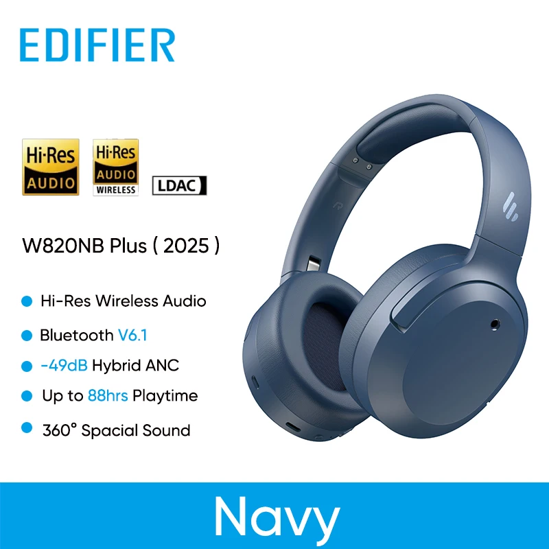 Edifier W820NB Plus(2025 Version) New ANC Wireless Headphone Bluetooth 6.1 -49dB