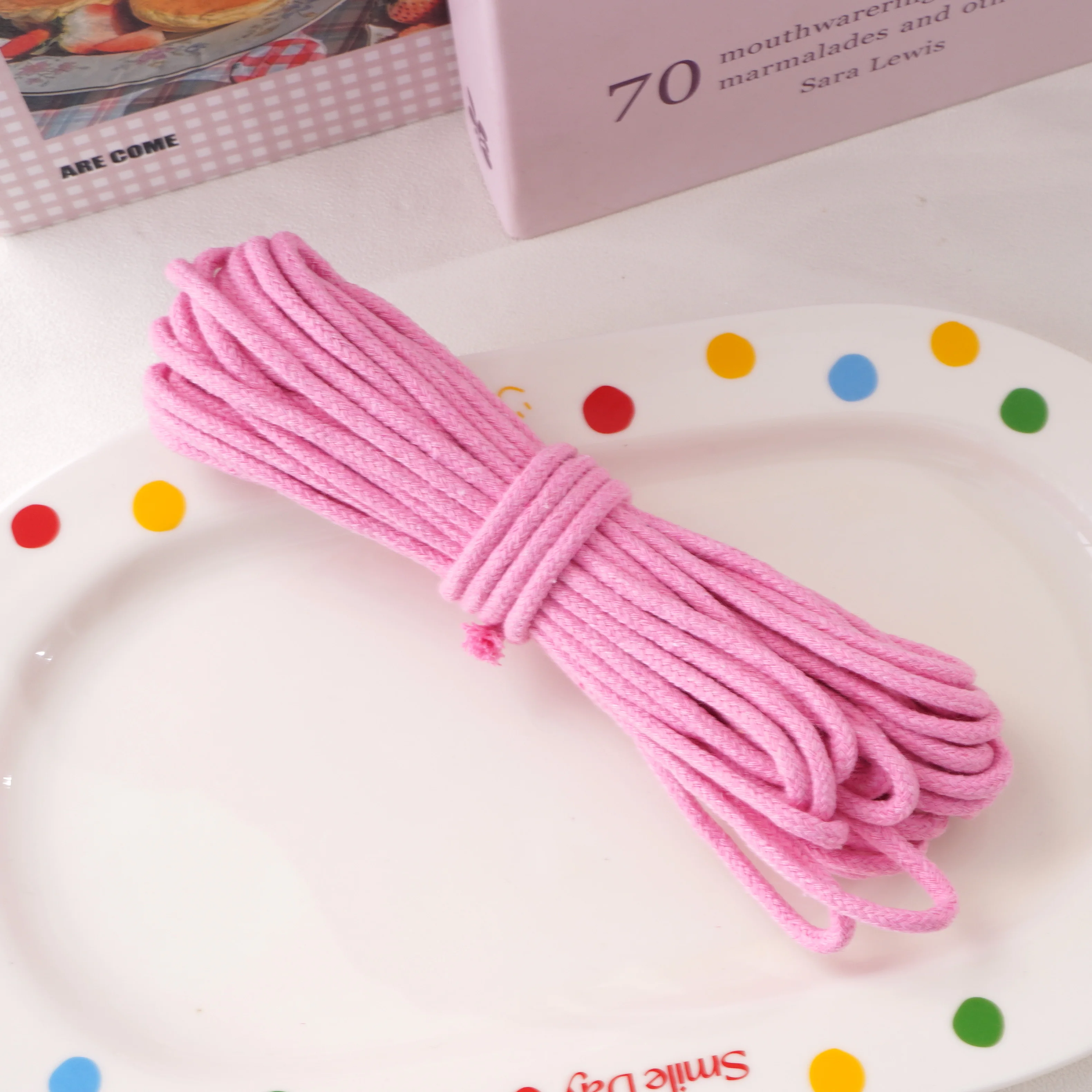 10-Meter Pack of 4mm Multi-Color Braided Cotton Rope for Crafts and Home Decor