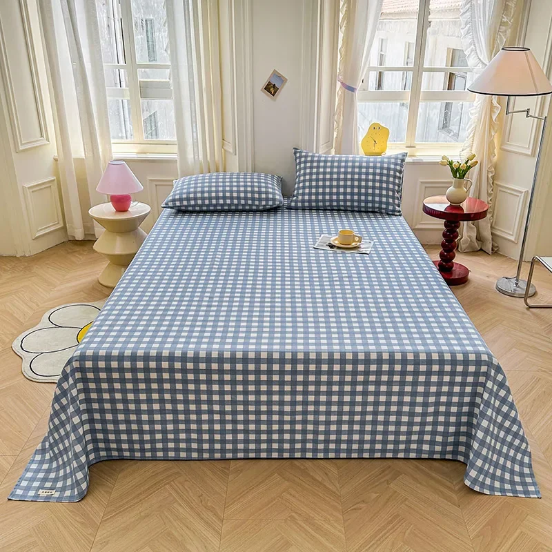 thumbnail image 1 of Juego de sábanas con estampado de cuadros blancos y negros simples, 100 % algodón, transpirable y agradable para la piel, con 2 fundas de almohada, 1 of 5