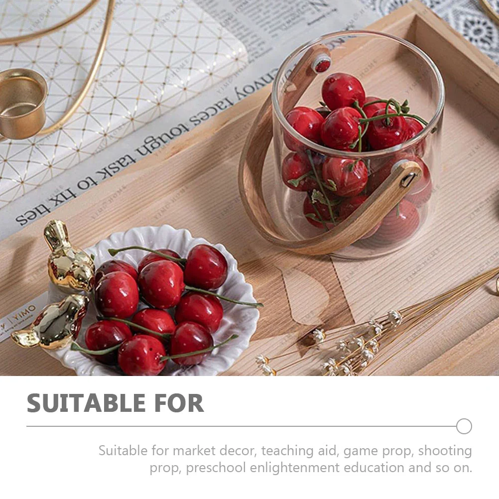 40 Pcs Decorations Fake Fruit Prop Model Cherry Artificial Fruits Plastic Ornament Simulation