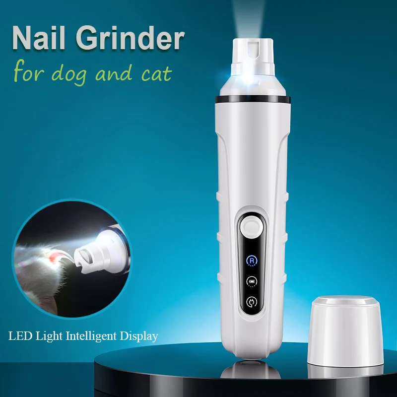 Painless Cat Dog Nail Grinder Pet Paw Nail Shaver Grooming Polisher LED Light