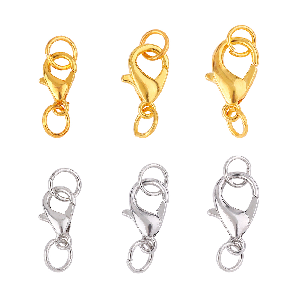 10Set 10/12/14mm Lobster Clasp With Open Jump Rings Connectors Clasp For DIY Bracelet Necklace Chains Jewelry Making Supplies