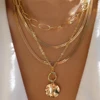 Colliers en chaîne de perles tressées simples, ton or, ensemble de colliers avec pendentif superposé pour femmes, usage quotidien et de fête, 5 pièces/ensemble