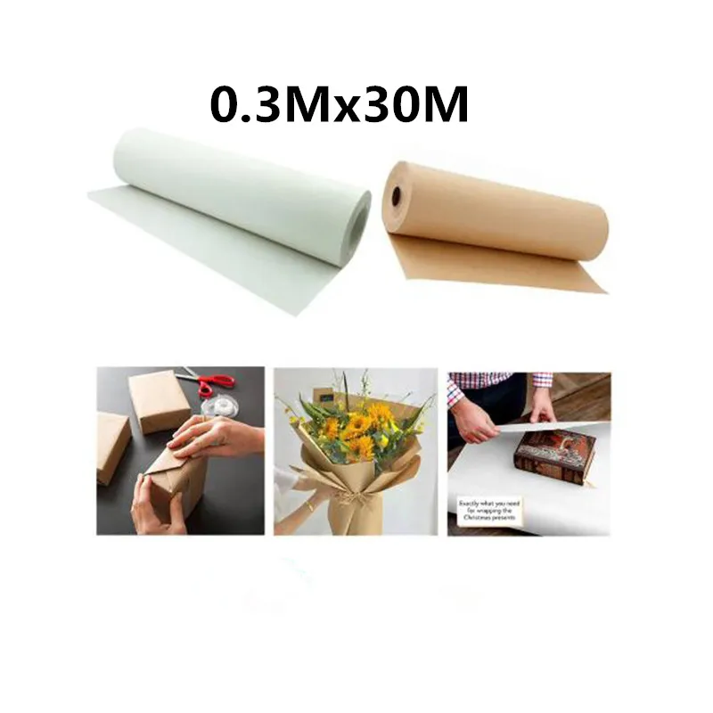 10/20/30m Brown Kraft Paper Roll for Wedding Birthday Party Gift