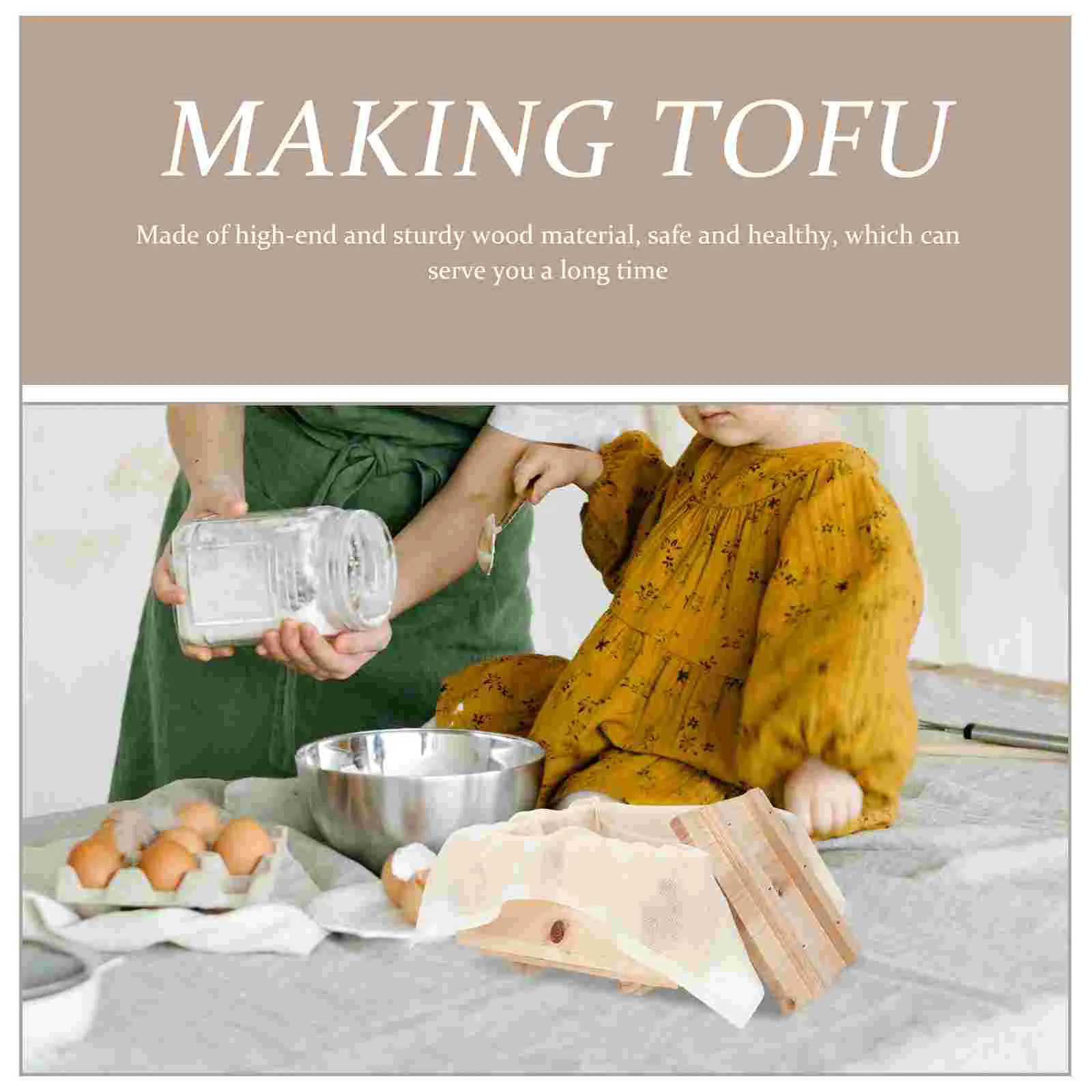 Tofu and Tool Homemade Maker Machine Making Wood Kit with Cloth Container