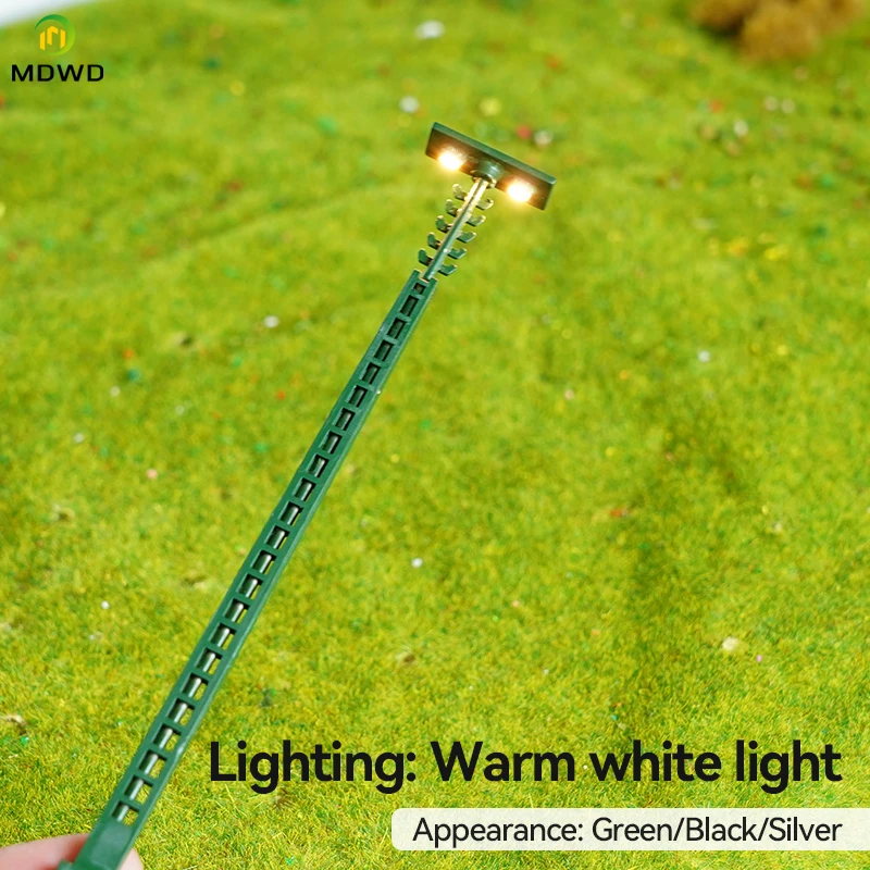 Warm white model street lamp layout, lamp post, railway train, garden, amusement park, landscape, LED lighting 1:87 ratio 4