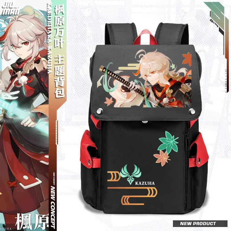 

Game Genshin Impact Cosplay Kaedehara Kazuha Oxford Cloth USB Interface Cartoon Student Fashion Schoolbag Men Women Backpack