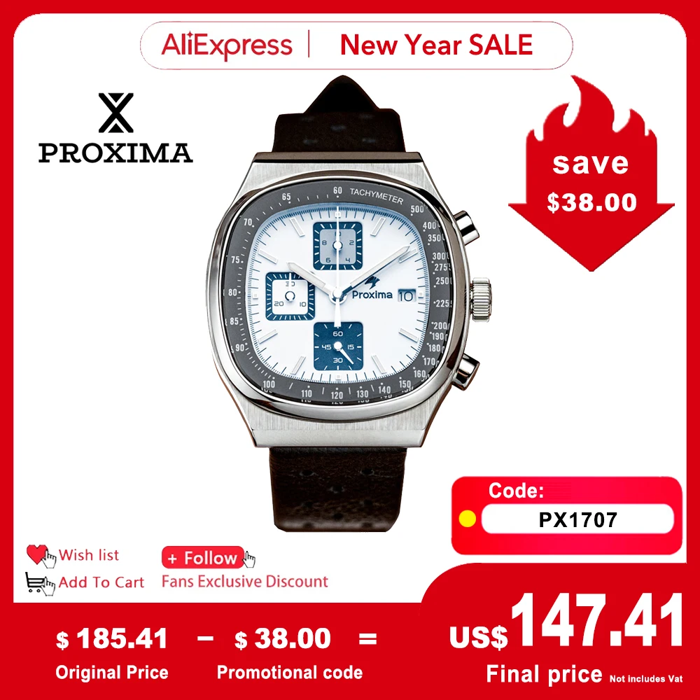 Proxima-PX1707-1AB-Retro-Square-Quartz-Chronograph-Man-Watches-Sapphire ...