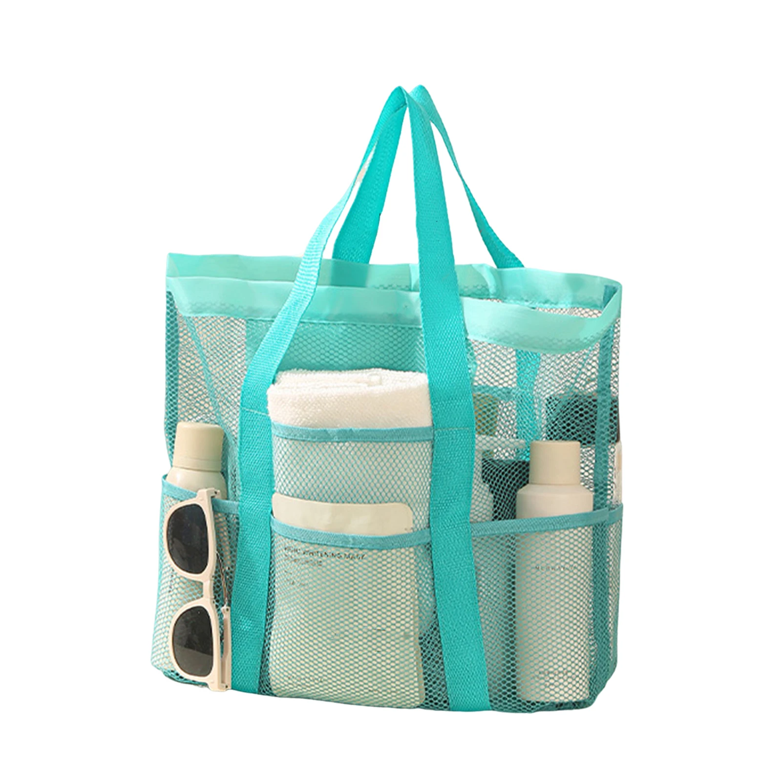 Mesh Beach Bag Large Capacity Hand-held Nylon Mesh Beach Supplies Storage Bag for Women Mother Vacation Use
