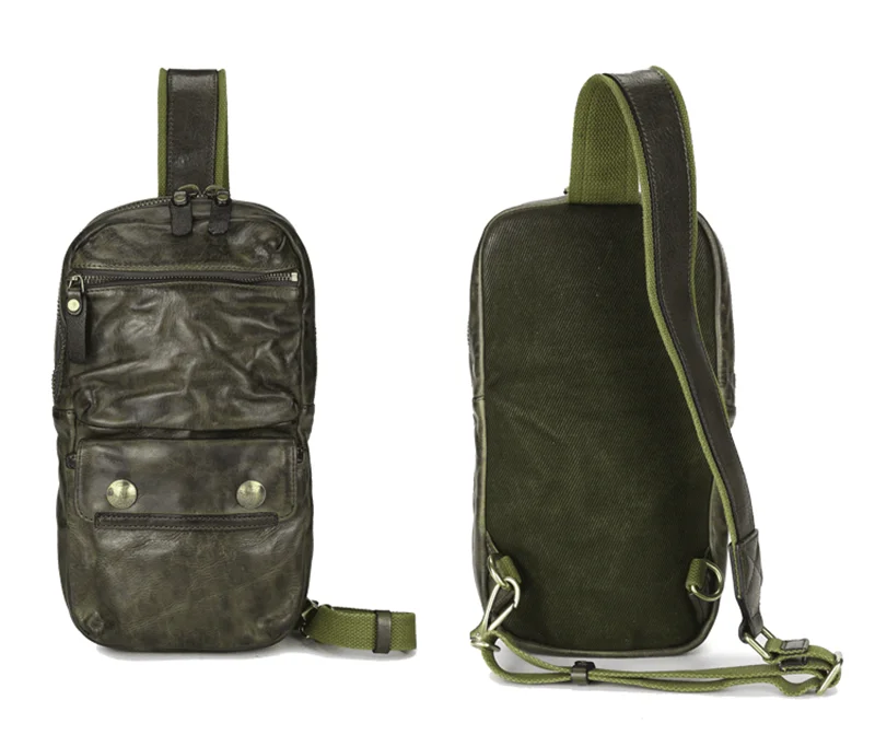 Retro luxury genuine leather men's chest bag casual fashion natural high-quality real cowhide outdoor daily trend crossbody bags