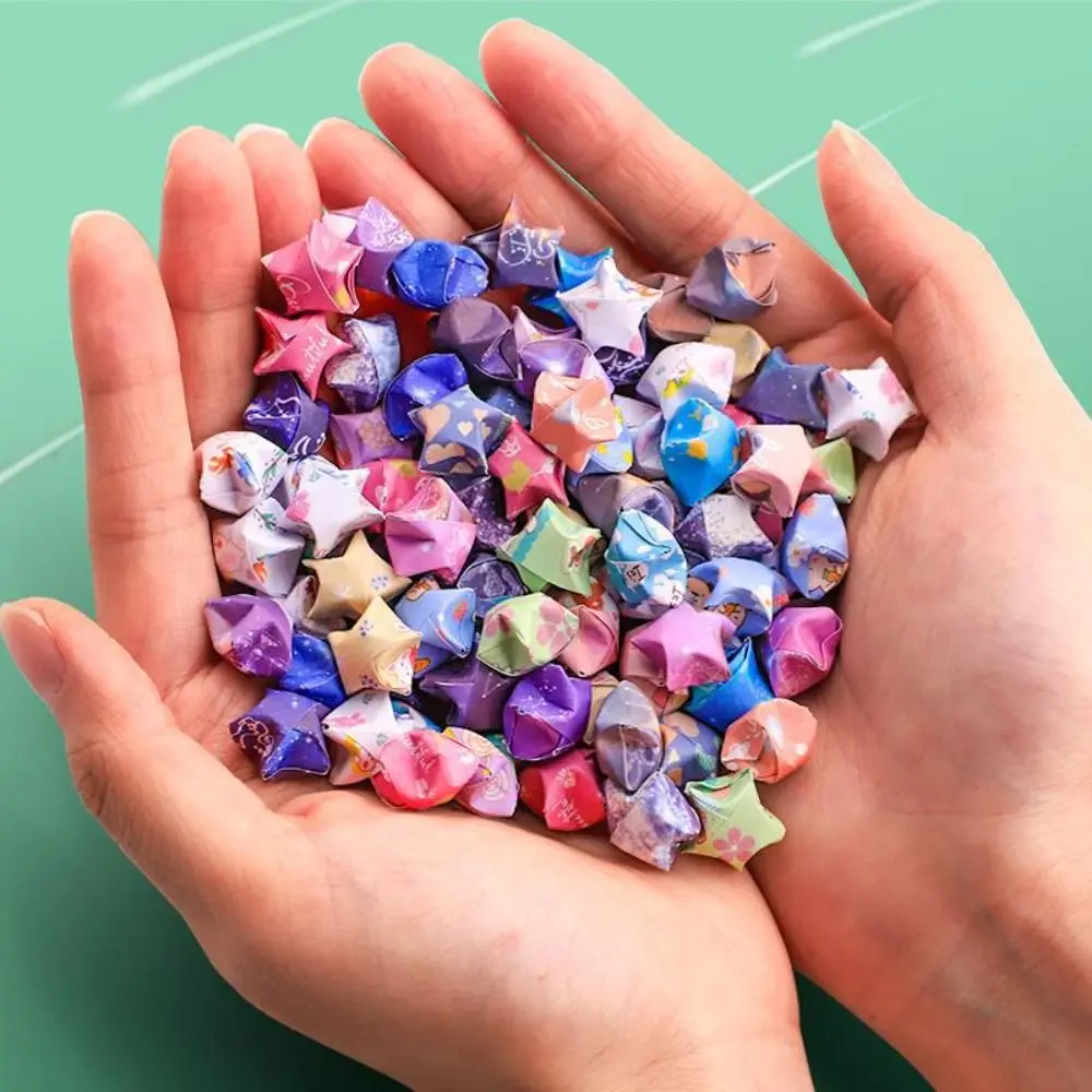 210pcs Luminous Star Origami Gradient Color Art Paper Craft Paper Folding DIY Handmade Pentagram Folding Paper Home Decoration