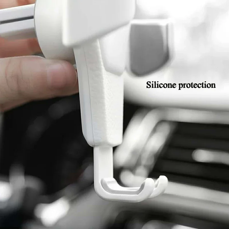 Car Leather Cell Phone Holder Car Air Vent Universal Cell Phone Holder Automatic Locking Anti-shaking Firm Holder