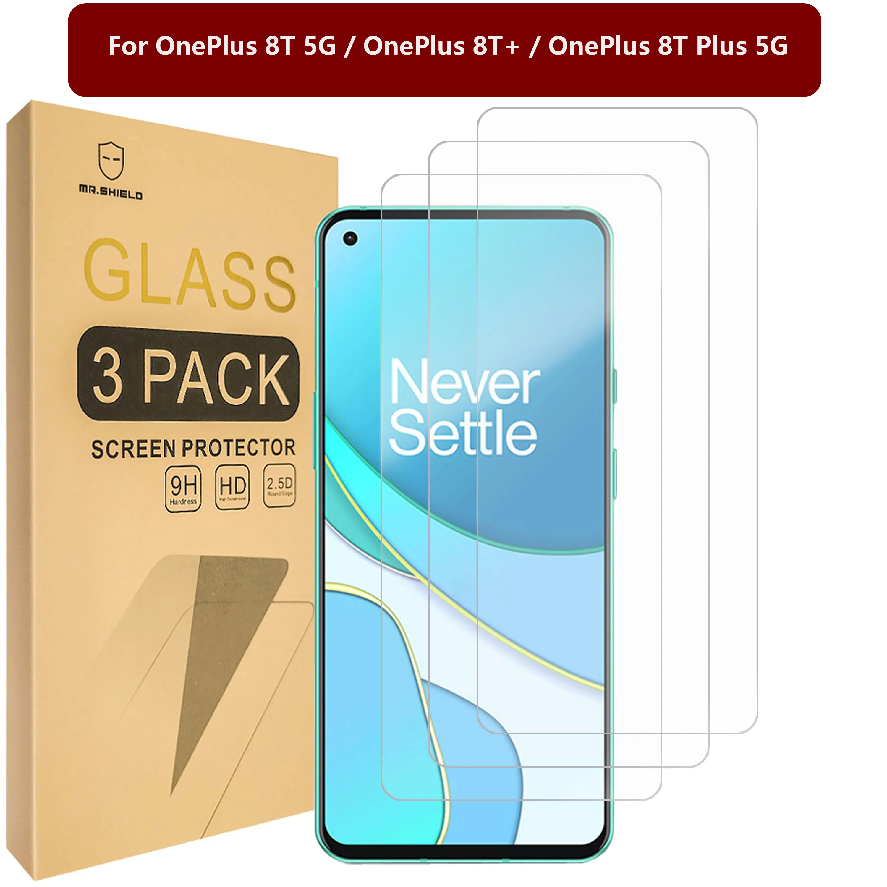 

Mr.Shield [3-Pack] Designed For OnePlus 8T 5G / OnePlus 8T+ / OnePlus 8T Plus 5G [Tempered Glass] [Japan Glass with 9H Hardness]