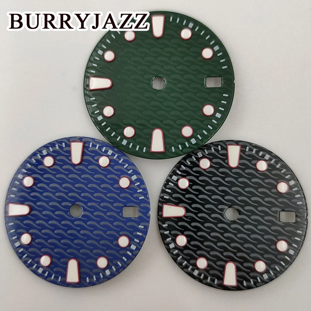 

Стерильный циферблат BURRYJAZZ, 28,5 мм, синий, зеленый, черный, подходит для движения NH35