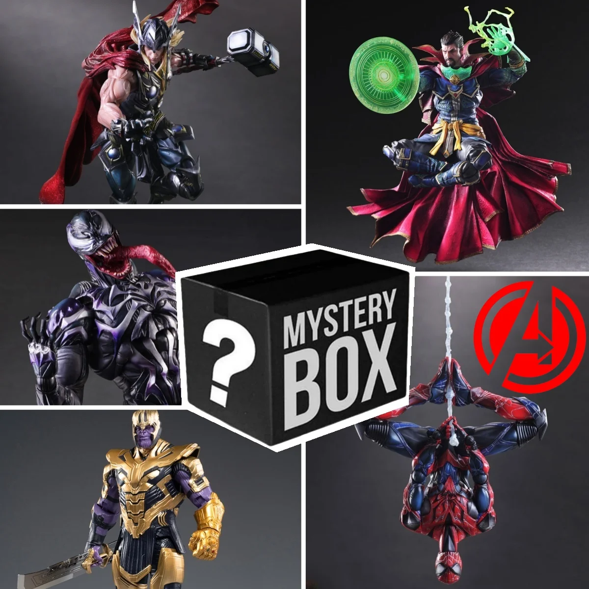 

Marvel Action Figure Blind Box Marvel Movie Lucky Box Spiderman Iron Man Avengers 10-30cm Large Figure Kid's Brithday Gift