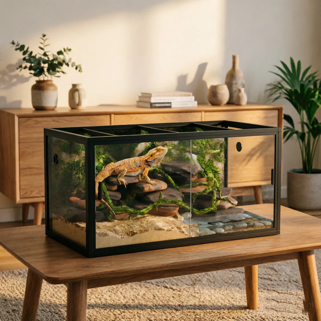 120 Gallon Reptile Terrarium, Bearded Dragon Tank 4ft x 2ft x 2ft, Reptile Enclosure with Sliding Glass Doors & Screen Ventilation Top for Lizard, Chameleon, Snake,Snake Enclosure with Easy Assembly 2