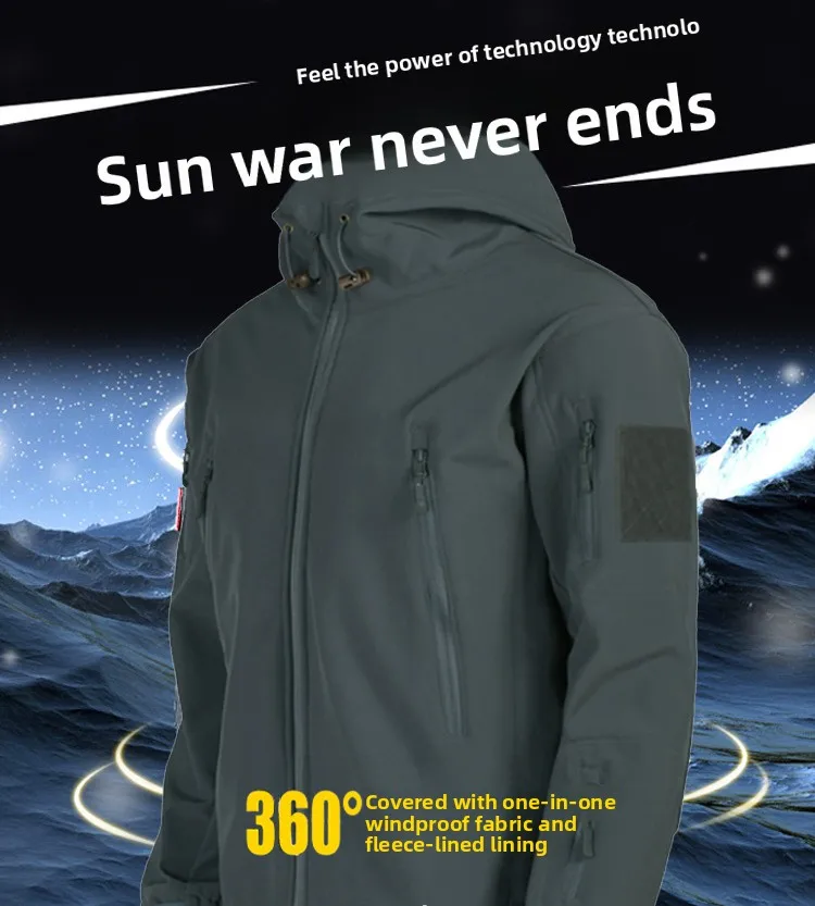 EiAO Men Women Softshell Jacket Winter Windproof Waterproof Fleece Lined Thermal Coat for Hiking Climbing Tactical Outdoor