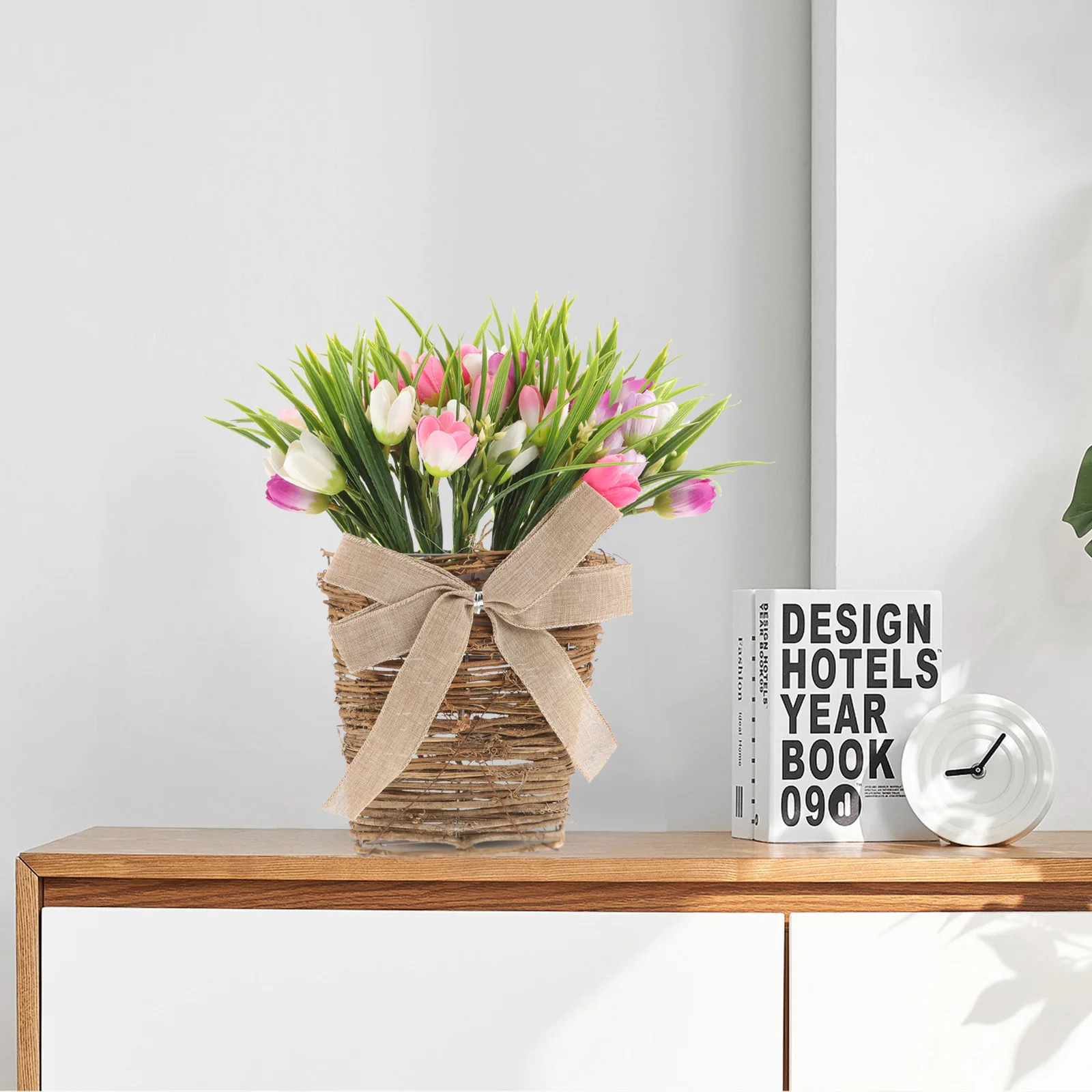 

Tulip Wall Hanging Flower Basket Home Decoration Garland Door Ornaments Artificial Flowers Fake
