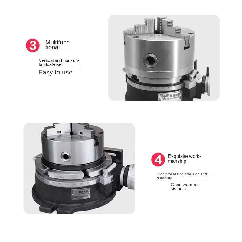4 inches Milling indexing head rotary table three-jaw chuck universal indexing plate rotating vertical horizontal manual 3