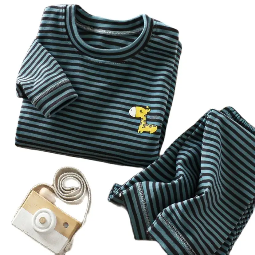 Children's Velvet Warm Thermal Suit Autumn Winter Underwear Pajamas Set Boys Girls Derung Tops + Pants 2pcs Outfit Kids Suit children underwear suits