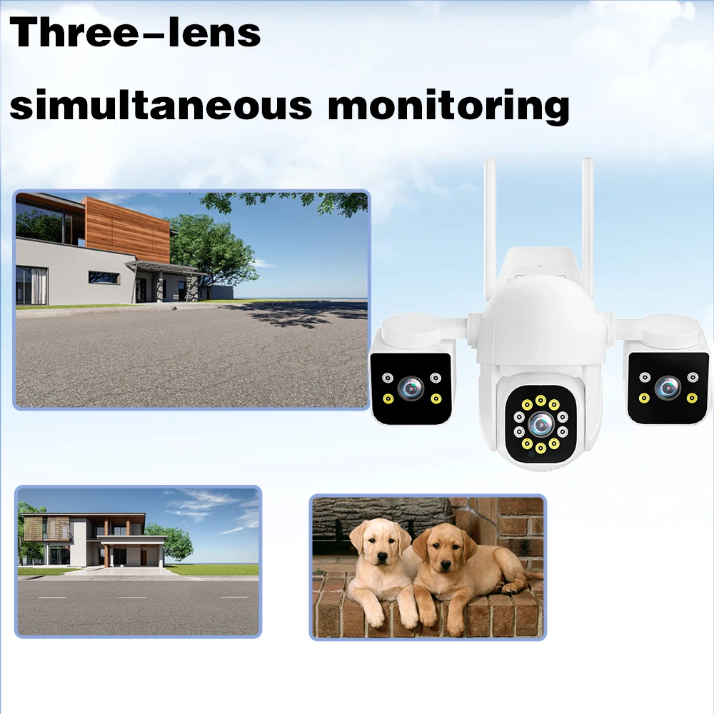 WiFi IP Camera Outdoor 15MP HD Triple Lenses Triple Screens Security Video Monitor Ai Human Detection CCTV Camera IPC360 Home 2