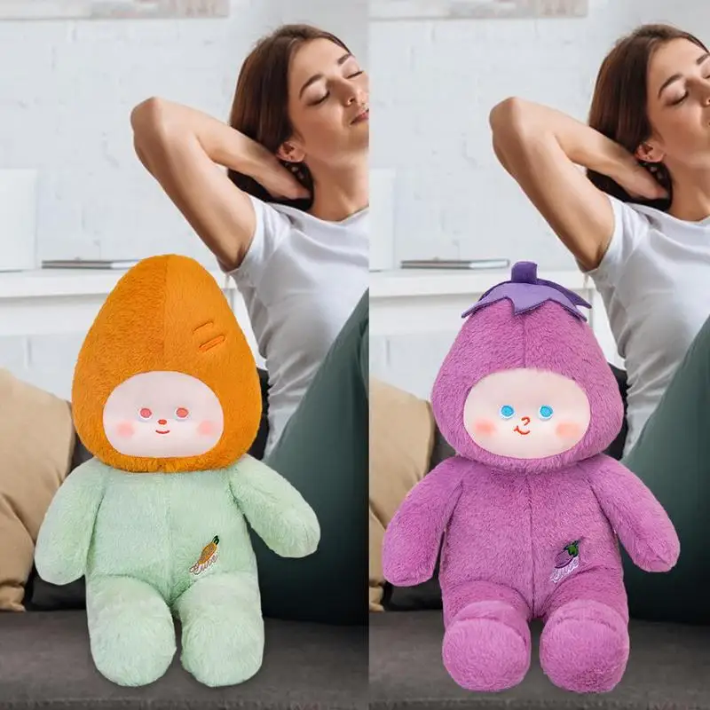 Vegetables Food Plush Toys Cute Doll 19.7 Inch Food Plushie Creative Sofa Decor Cushion Creative Carrot Eggplant Plush Toy carrot rabbit field toy pet interactive training plush molars toy puzzle dog toy slow food picking game baby educational toy