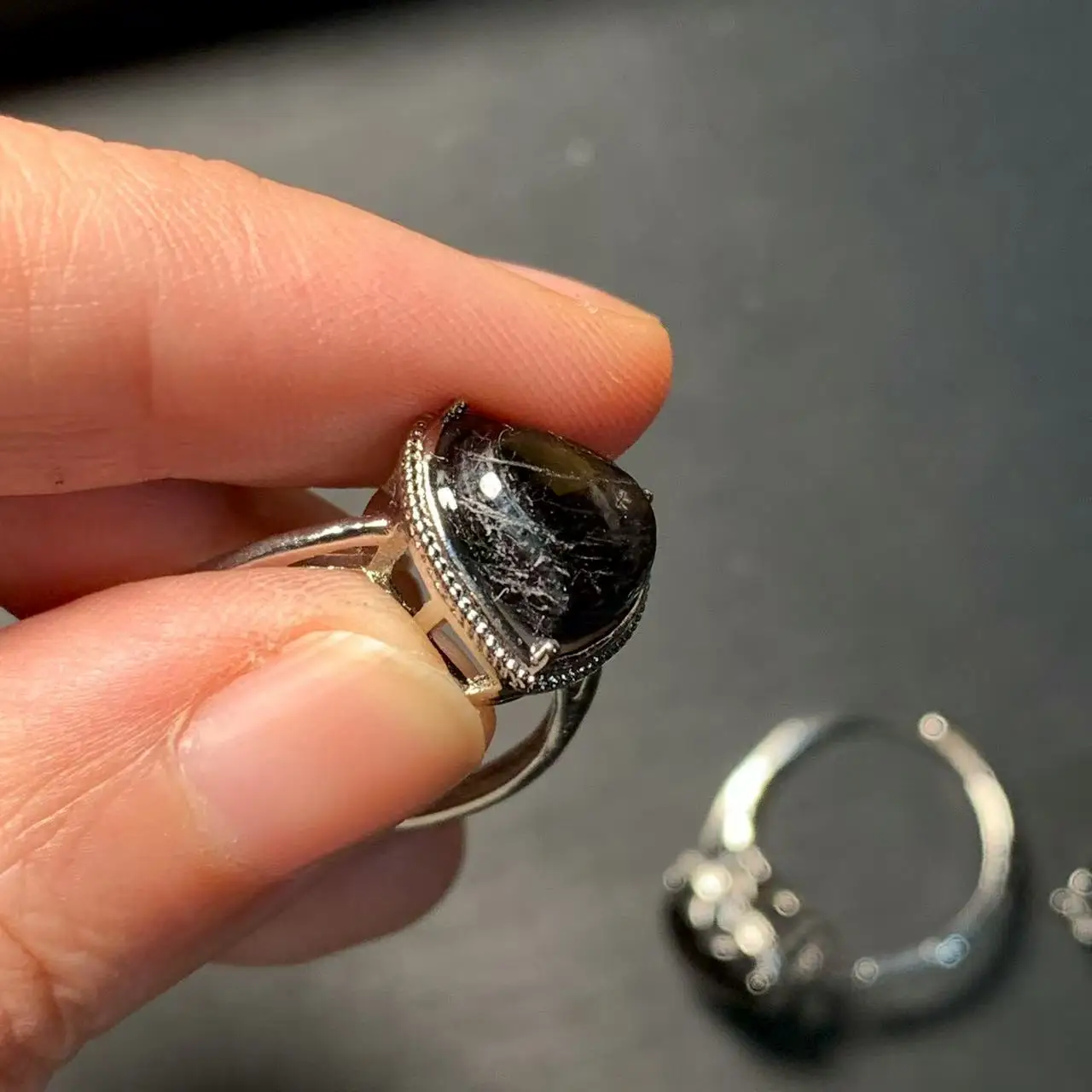 MM Natural Hypersthene Golden luck stone Ring Adjustable Female Ring Jewelry for Women Gift Wholesale High Quality Vintage Fine