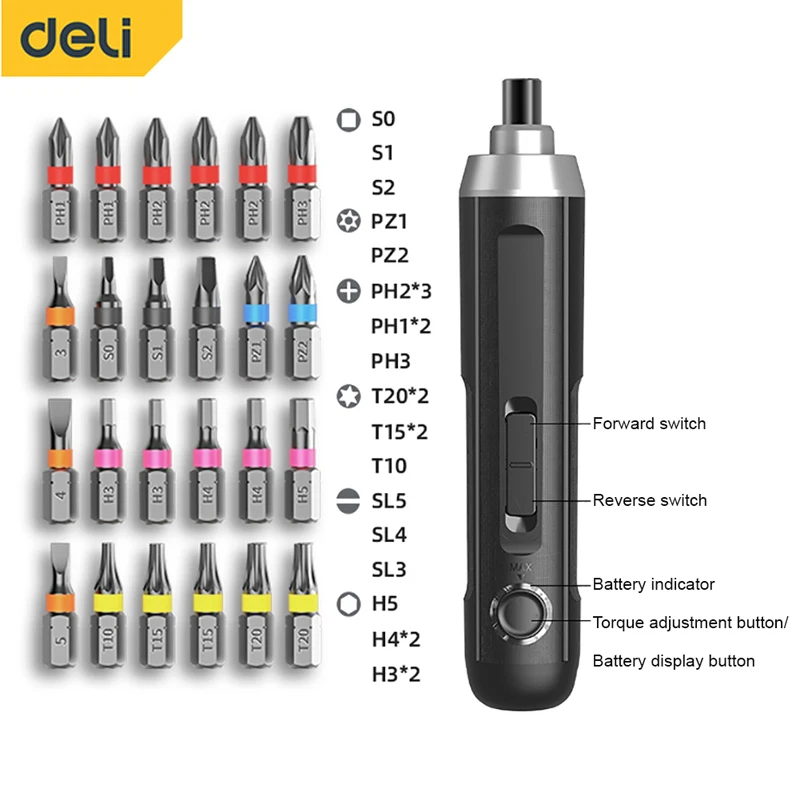 deli 3 6v cordless screwdriver rechargeable lithium battery screwdriver power screwdriver gift packing led lamp power tools set Deli electric screwdriver Wireless rechargeable lithium battery screwdriver with LED lamp 3.6V electric tool set