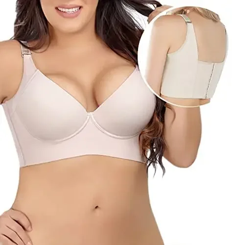 Women Deep Cup Bra Hide Back Fat Underwear Shpaer Incorporated Full Back Coverage Plus Size Push Up Bra