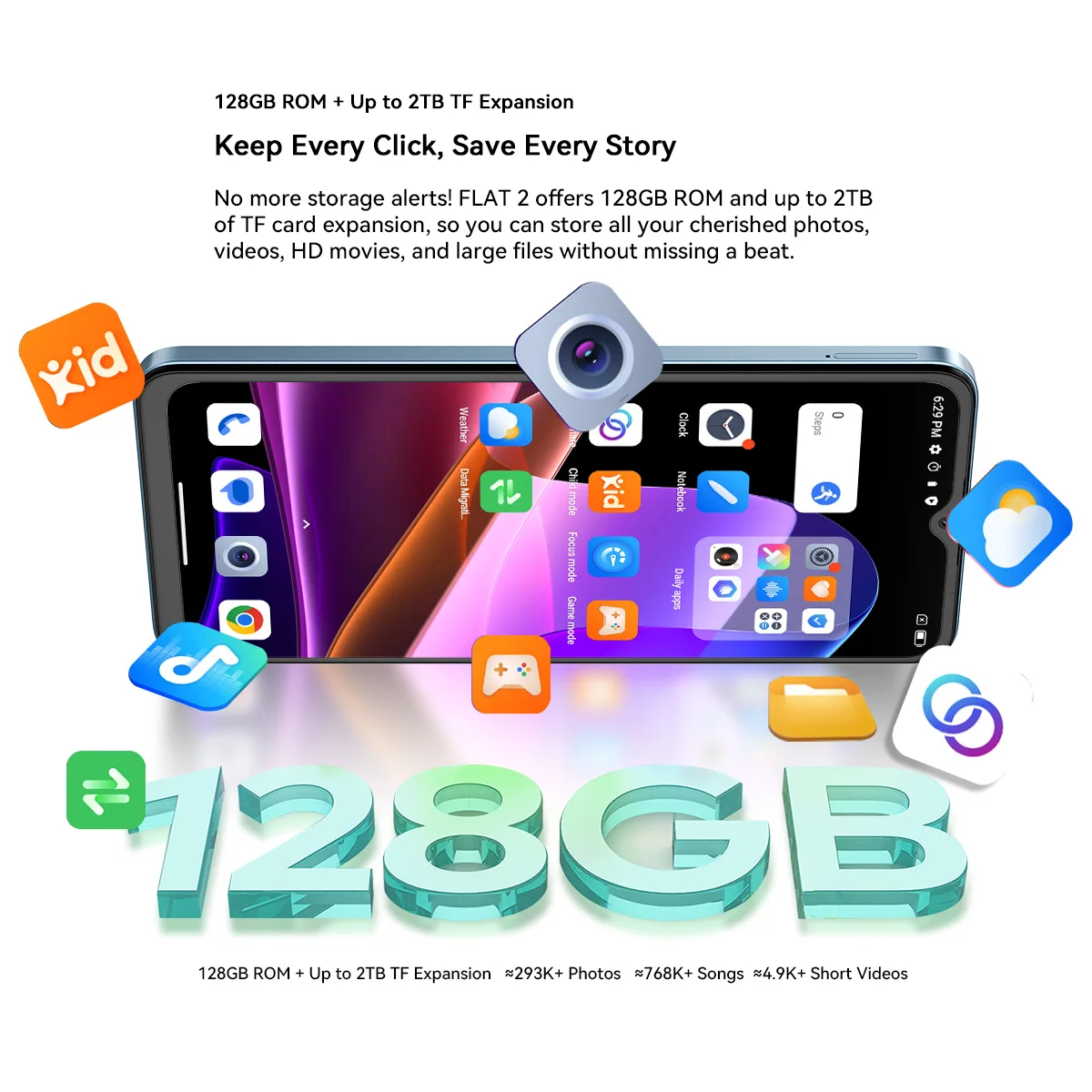 OSCAL FLAT 2 Smartphone, 6.56'' IPS Display Cell Phone 5000mAh