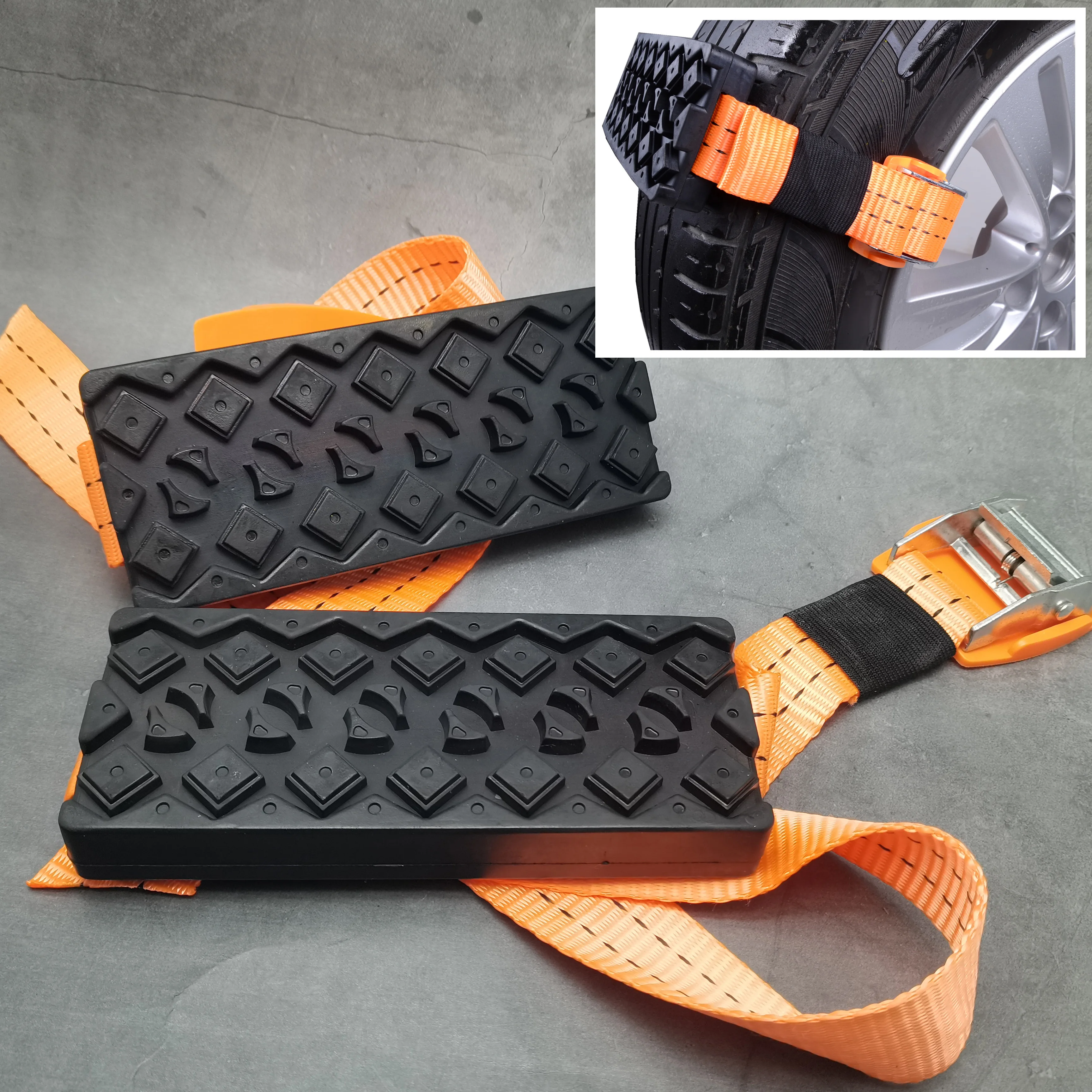 CarTireTractionBlocksTireChainStrapsDurablePUAntiSkidWith
