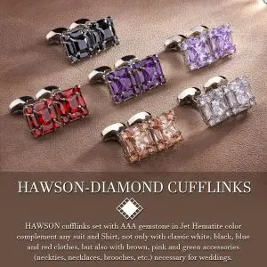 Luxury Gold Tone Crystal Cufflinks Set for Men - Wedding Shirt Accessories with Chain and Gemstones