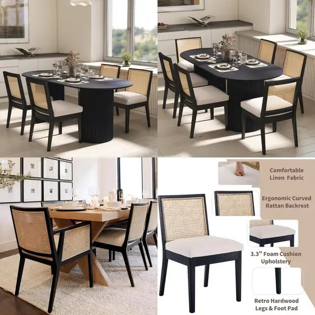 Rattan Mid-Century Dining Chairs 1