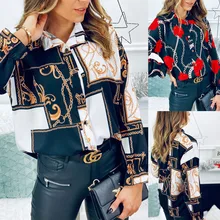 

2022 Spring New Casual Shirts for Women Ruffle Print Loose Long Sleeve Shirt Fashion Lady Blouse Tops Outwear
