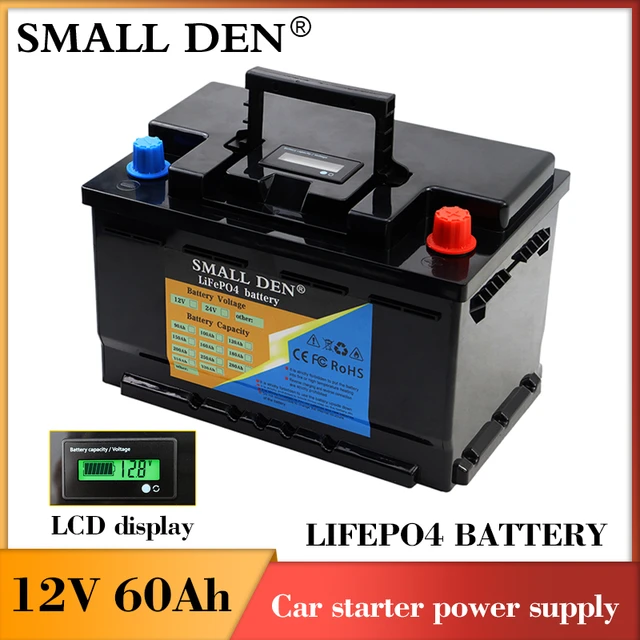 12v 60AH LiFePO4 Battery Lithium Power Batteries 4000 Cycles with 100A  discharge BMS for 12.8V Car lighter Solar Wind Tax Free