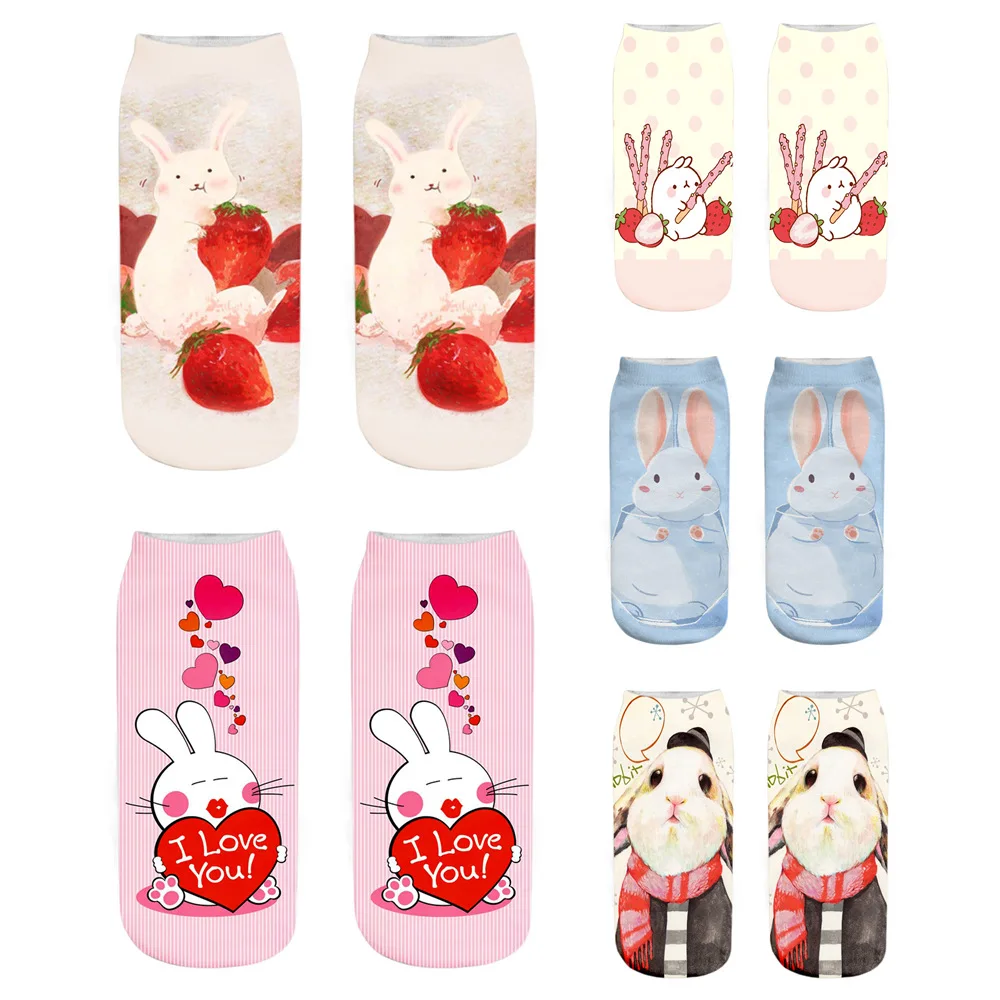 

Kawaii Women Short Socks Funny Cute Cartoon Animal Rabbit High Quality Cotton Harajuku Casual Ankle Socks Sox