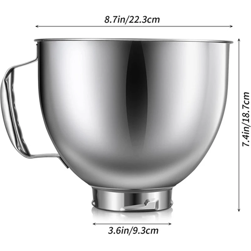 Mixer Stainless Steel Bowl Eggbeater For Kitchenaid 4.5-5Quart Tilt Head Stand Mixer Dishwasher Safe