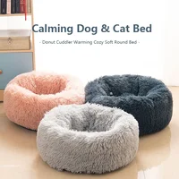 Nid en peluche pour animaux de compagnie, 40-70cm, Super doux, chaud, détachable et lavable, lit rond pour chien et chat, couchage chaud d'hiver 2