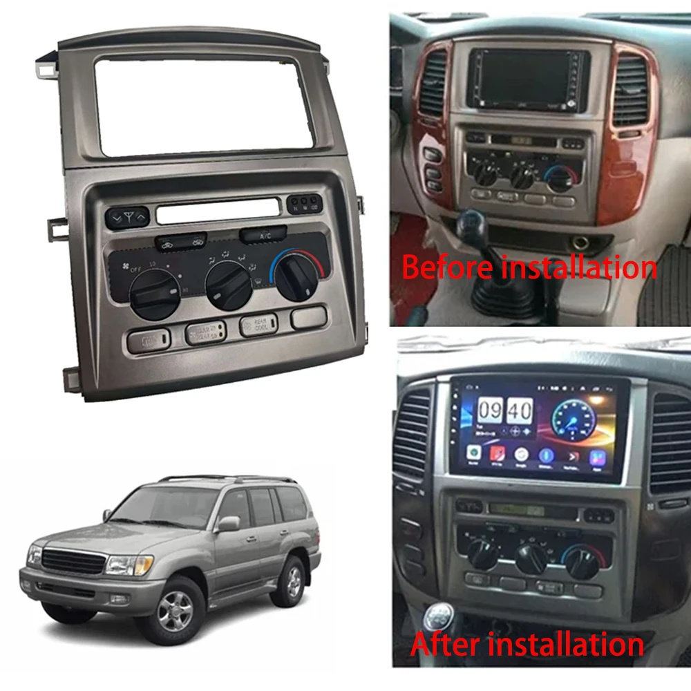 Panel de Control de Aire Acondicionado y Marco Central para DVD para Toyota Land Cruiser LC100 1998-07, Consola Central del Tablero 55900-60850 1