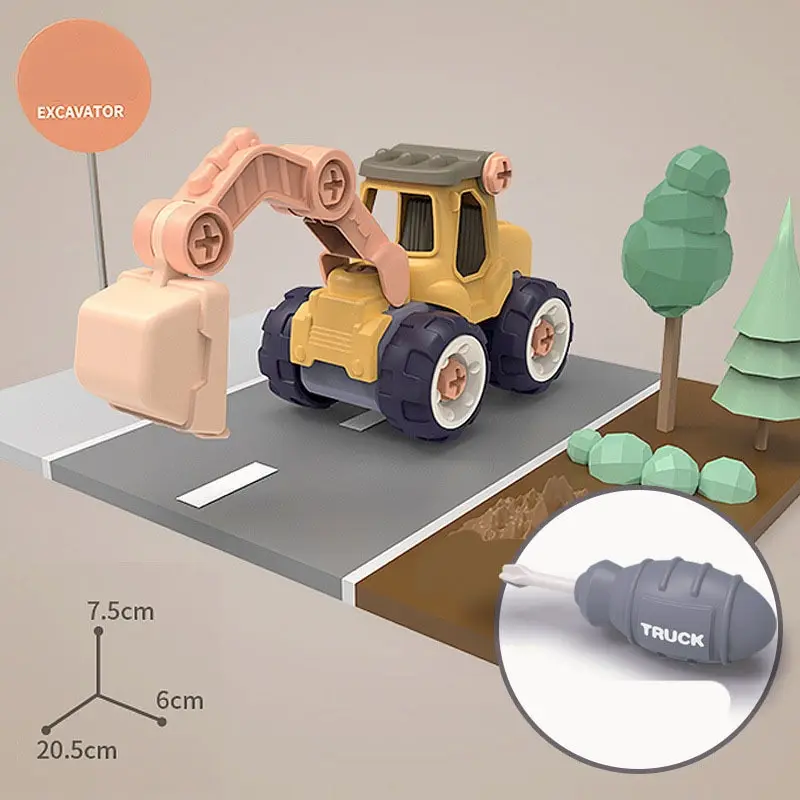 DIY Construction Truck Engineering Toys with Tools Educational Assembly Excavator Gift (Screwdriver Included)