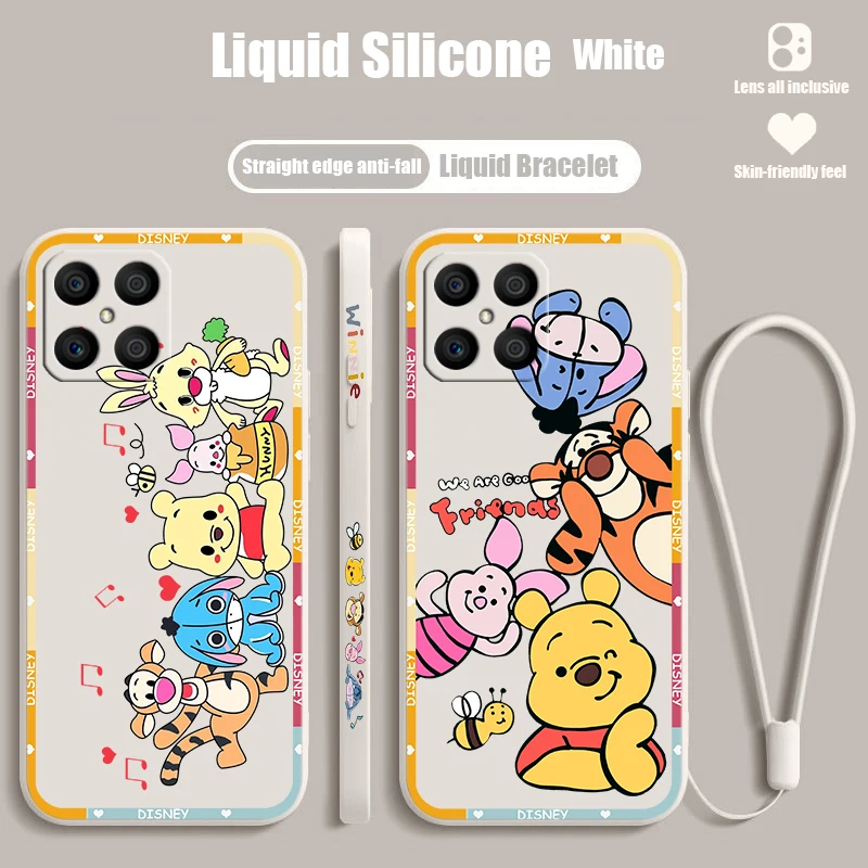 Винни-Пух, медведь, Disney для Honoe X10 X9A X8A X8 A7A X7 X6S X6 Magic5 Lite, жидкая левая веревка, мягкая искусственная кожа